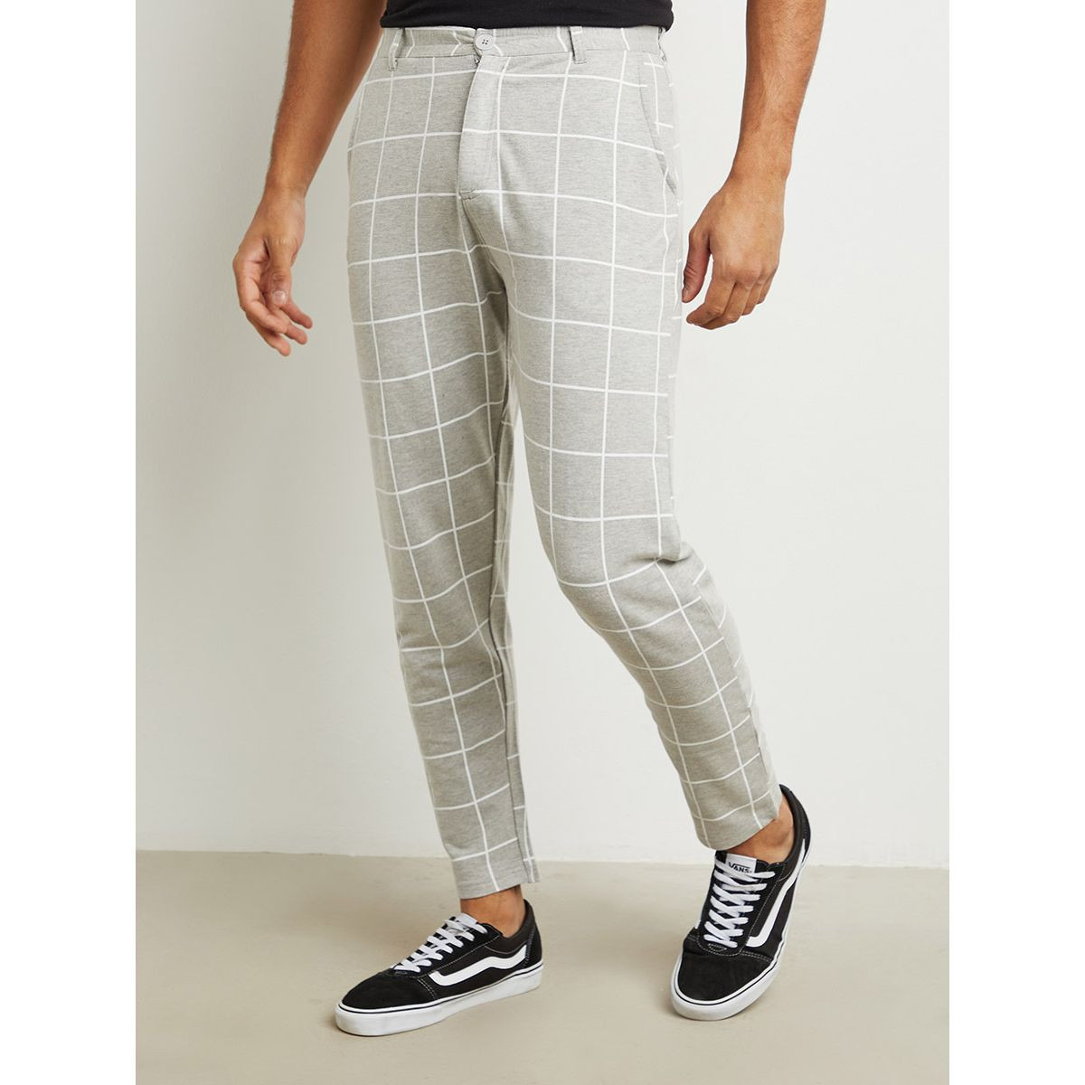 Styli Grid Check Slim Fit Knitted Trouser-men-clothing-bottoms-trousersandchinos-trousers-image-1