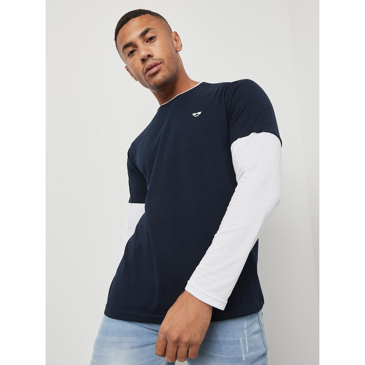 Styli Colorblock Round Neck Twofer T-shirt-men-clothing-tshirtsandpolos-tshirts-image-1