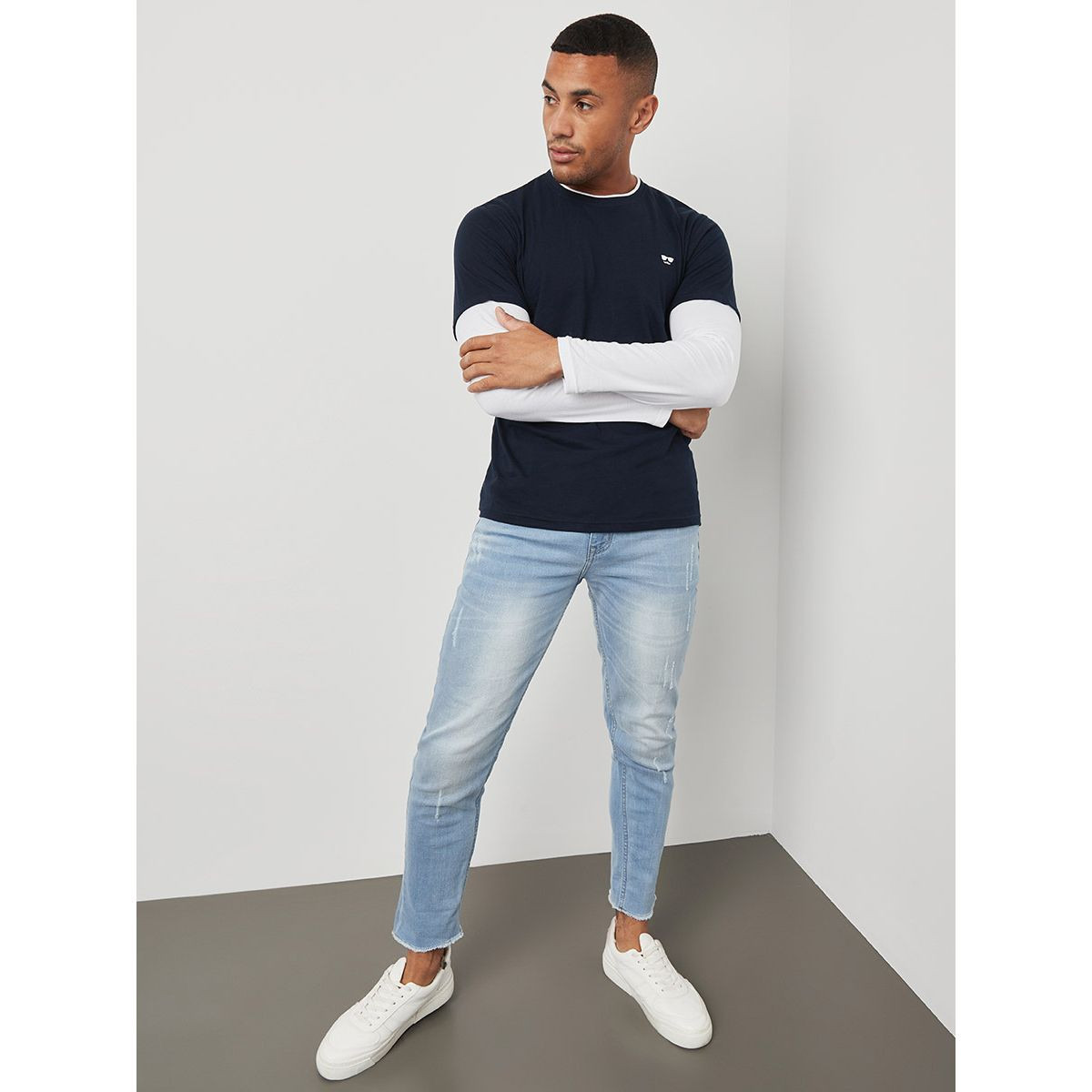 Styli Colorblock Round Neck Twofer T-shirt-men-clothing-tshirtsandpolos-tshirts-image-2