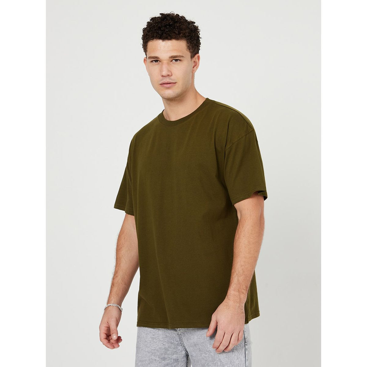 Styli Solid Crew Neck Oversized Cotton T-shirt-men-clothing-tshirtsandpolos-tshirts-image-1