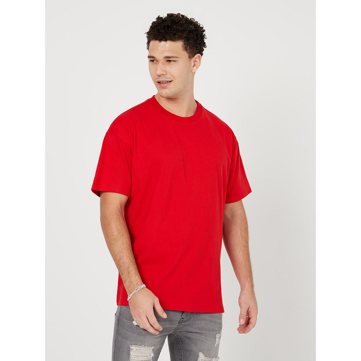 Styli Solid Crew Neck Oversized Cotton T-shirt-men-clothing-tshirtsandpolos-tshirts-image-1