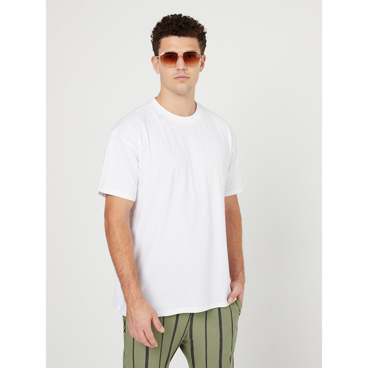 Styli Solid Crew Neck Oversized Cotton T-shirt-men-clothing-tshirtsandpolos-tshirts-image-1