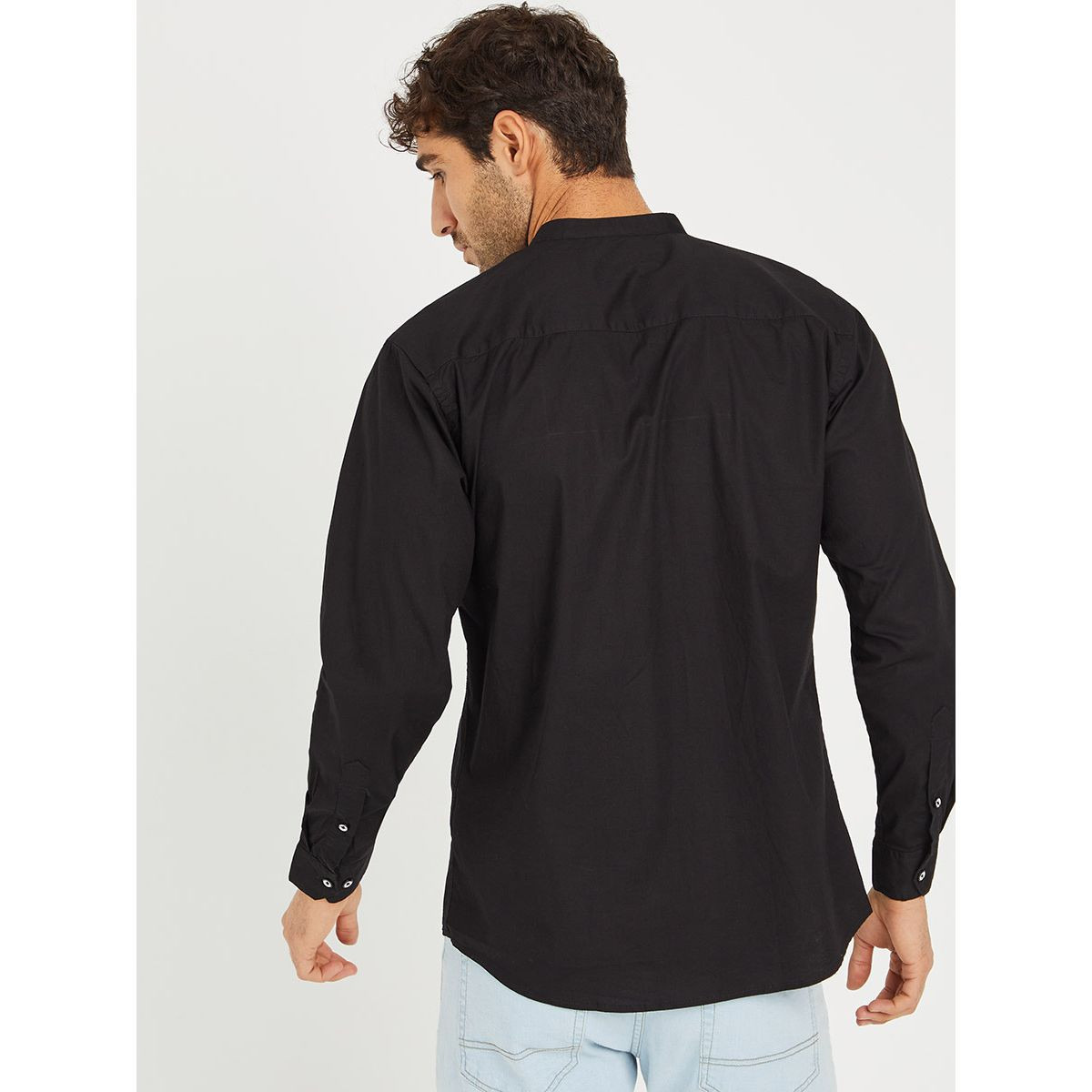 Styli Long Sleeves Grandad Collar Regular Shirt with Button Closure-men-clothing-shirts-image-4