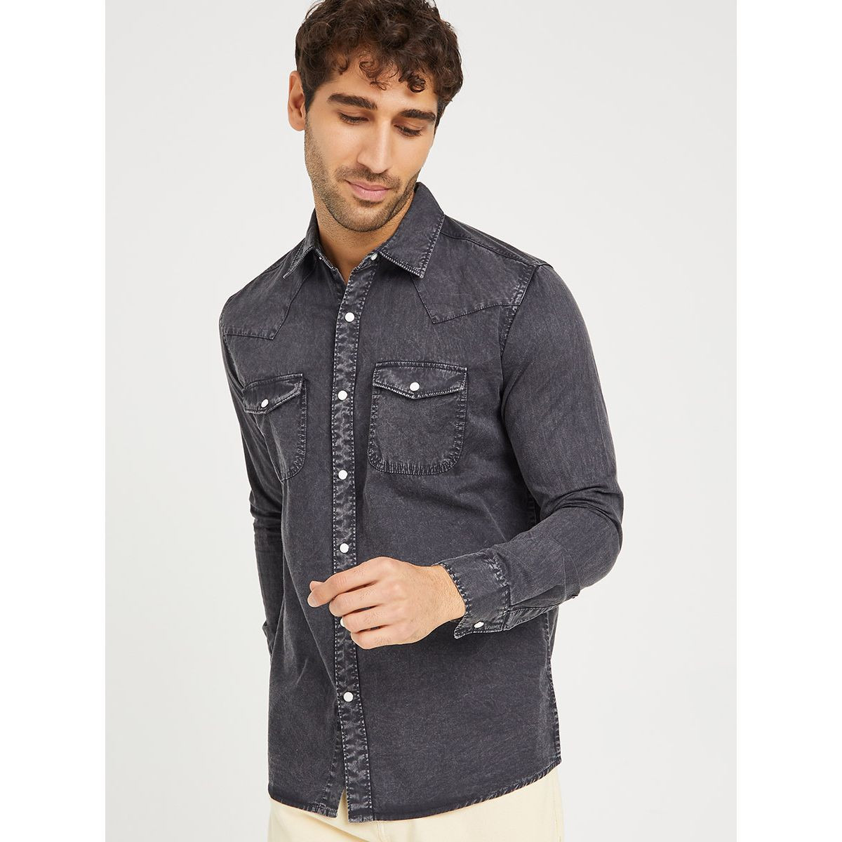 قميص دينيم باكمام طويلة من ستايلي-men-clothing-shirts-image-1