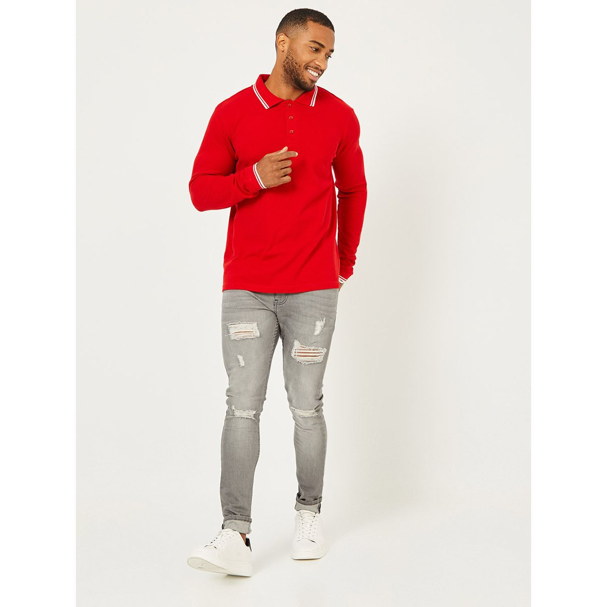 Styli Long Sleeves Pique Polo with Tipping Detail-men-clothing-tshirtsandpolos-polos-image-2