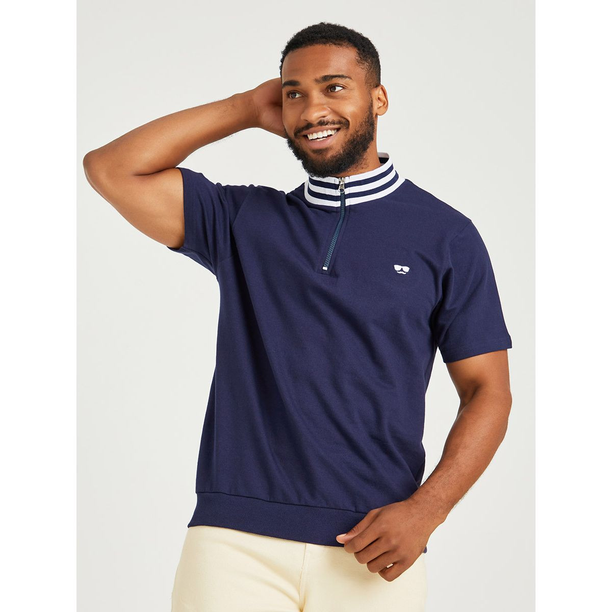 Styli Short Sleeves Half Zip Closure Sweatshirt-men-winterwear-hoodiesandsweatshirts-image-1