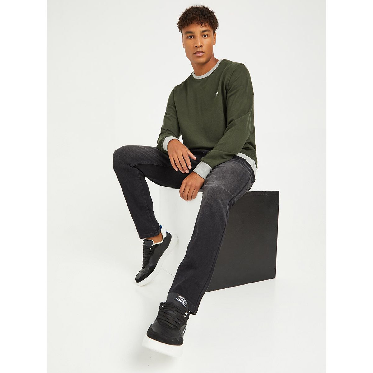 Styli Logo Embroidered Sweatshirt with Ribbed Cuff and Bottom-men-winterwear-hoodiesandsweatshirts-image-1