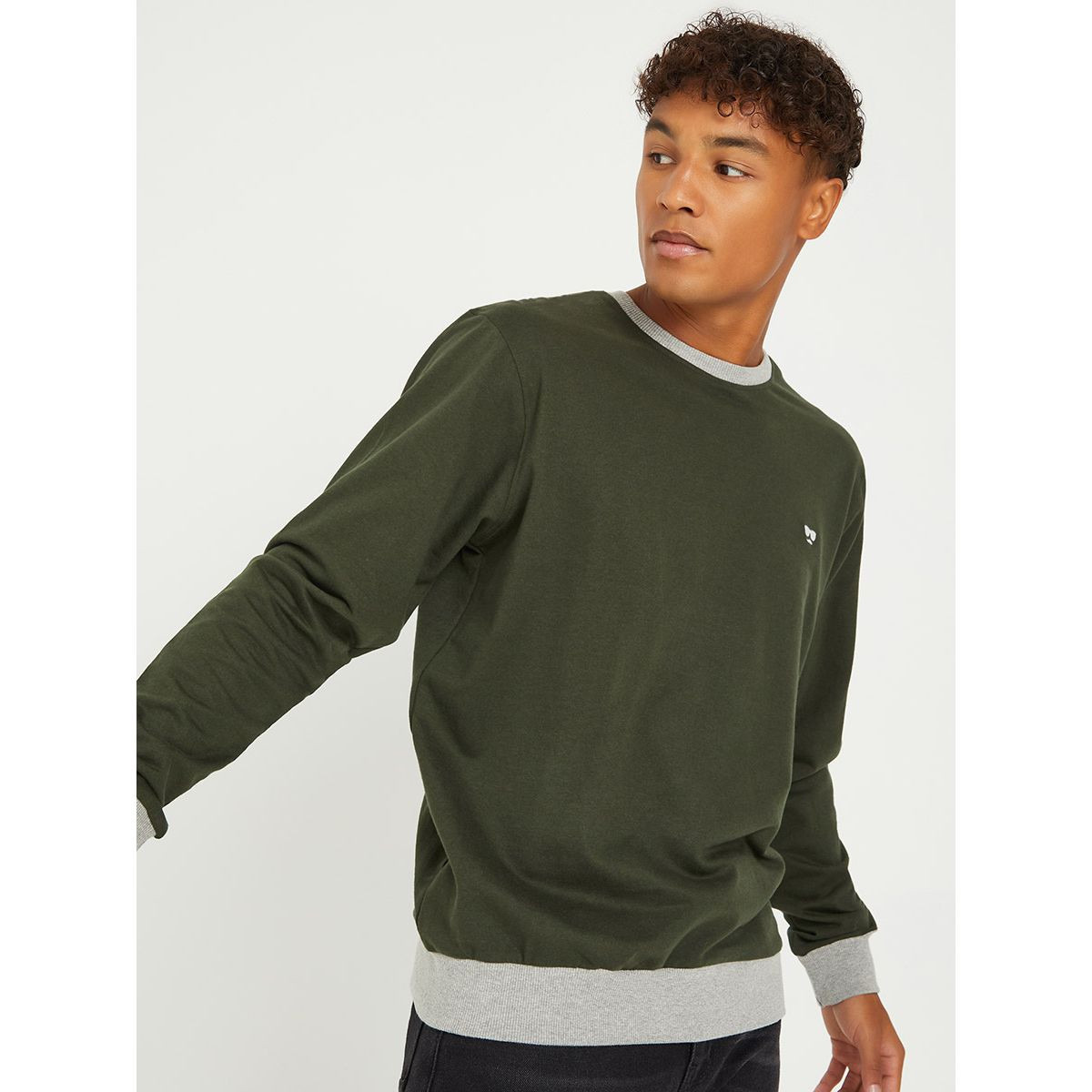 Styli Logo Embroidered Sweatshirt with Ribbed Cuff and Bottom-men-winterwear-hoodiesandsweatshirts-image-2