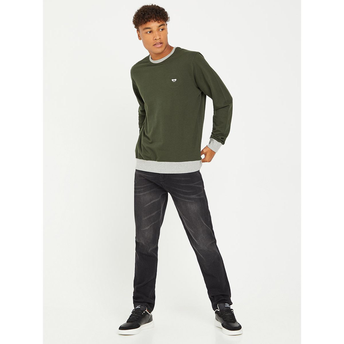 Styli Logo Embroidered Sweatshirt with Ribbed Cuff and Bottom-men-winterwear-hoodiesandsweatshirts-image-3