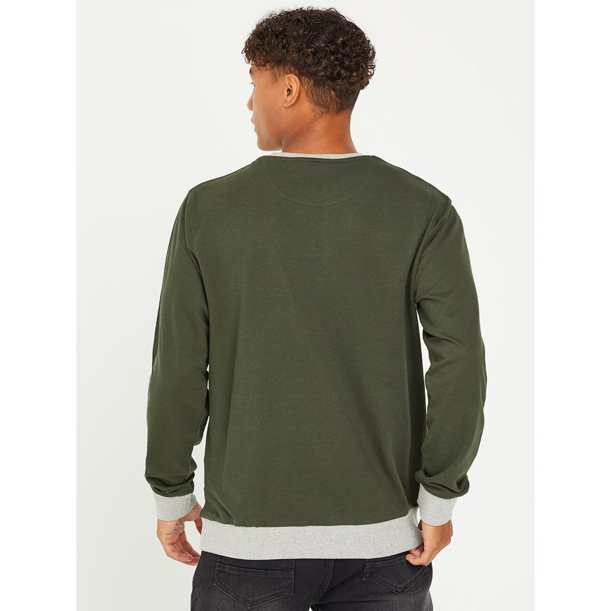 Styli Logo Embroidered Sweatshirt with Ribbed Cuff and Bottom-men-winterwear-hoodiesandsweatshirts-image-5