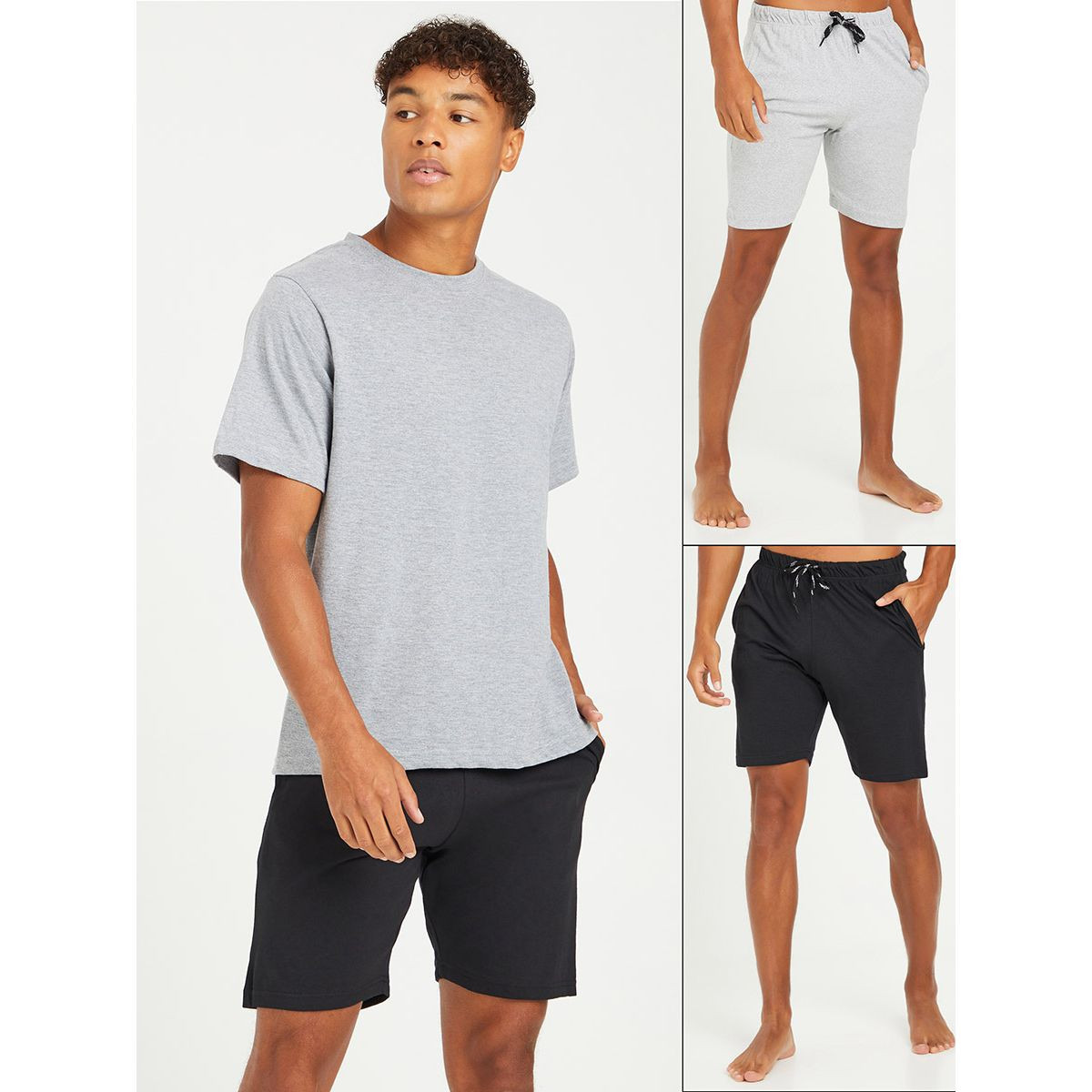 Styli Pack of 2 - Solid Lounge Shorts with Drawstring Detail-men-clothing-nightwear-pyjamaandshorts-image-1