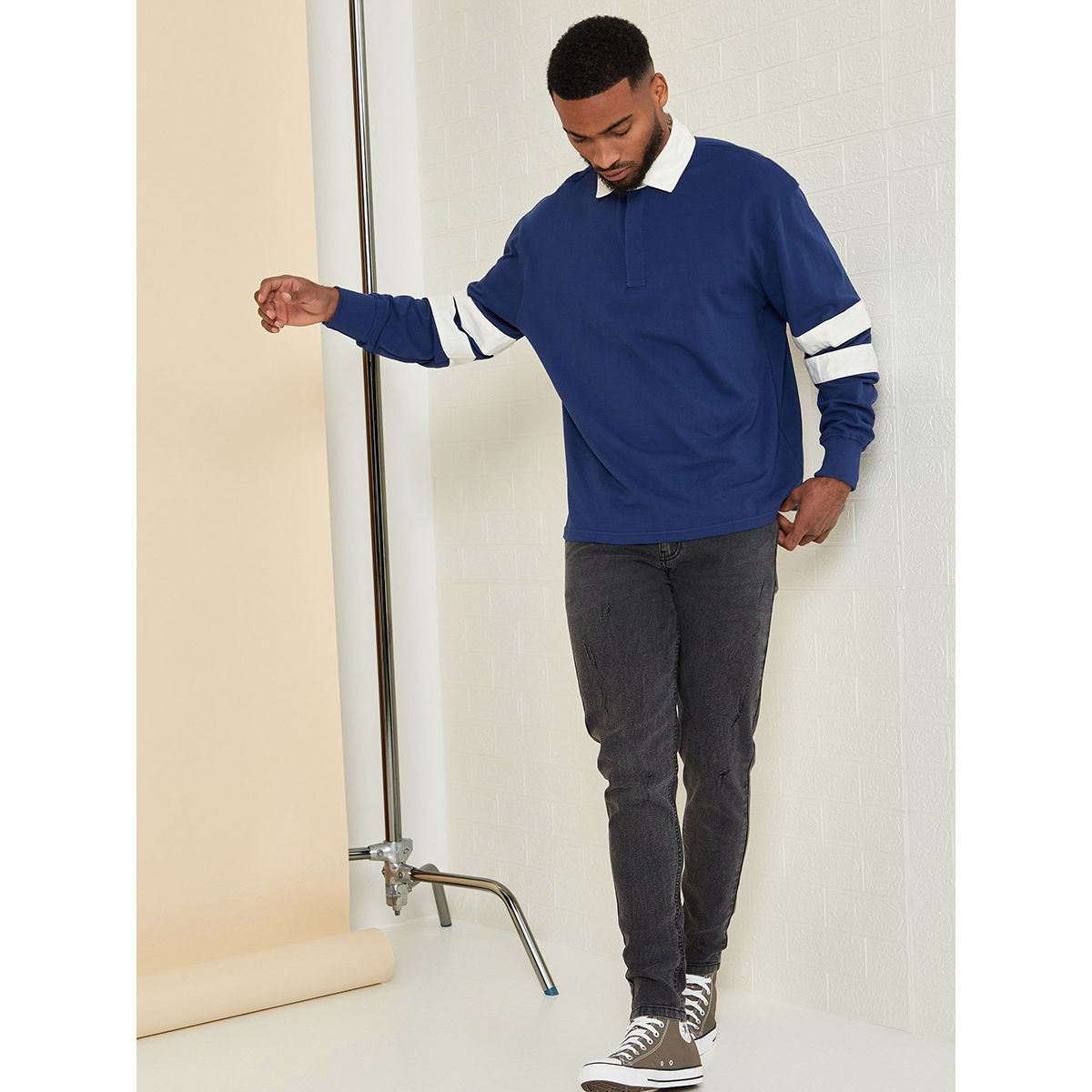 Styli Contrast Stripe Detail Rugby Polo T-shirt-men-clothing-tshirtsandpolos-tshirts-image-2