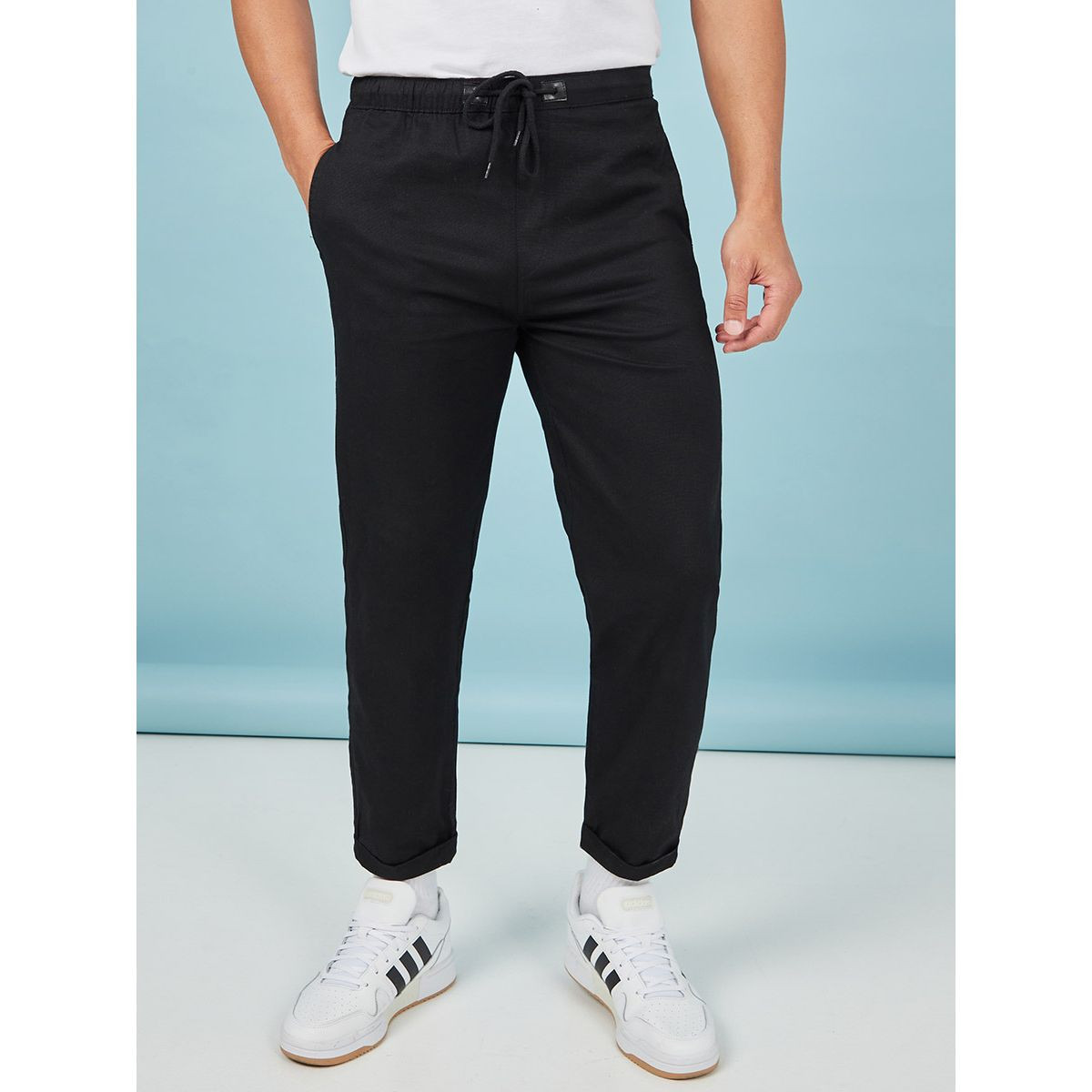 Styli Turn Up Hem Texture Woven Slim Fit Jogger-men-clothing-bottoms-joggers-image-2