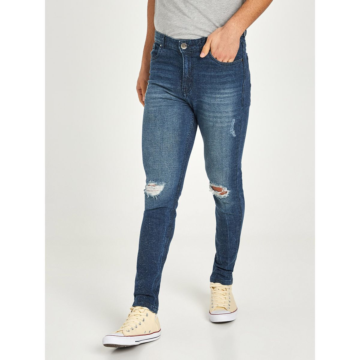 Styli Distress Dark Wash Skinny Fit Jeans-men-clothing-bottoms-jeans-image-3