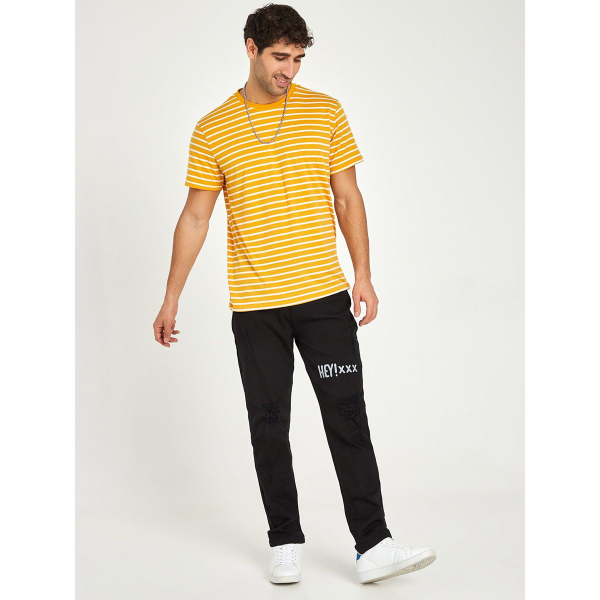 Styli Distress Slogan Print Washed Slim Fit Jeans-men-clothing-jeans-image-2