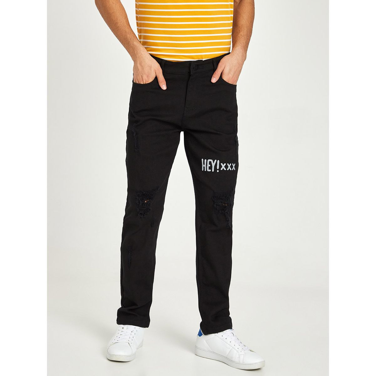 Styli Distress Slogan Print Washed Slim Fit Jeans-men-clothing-jeans-image-3