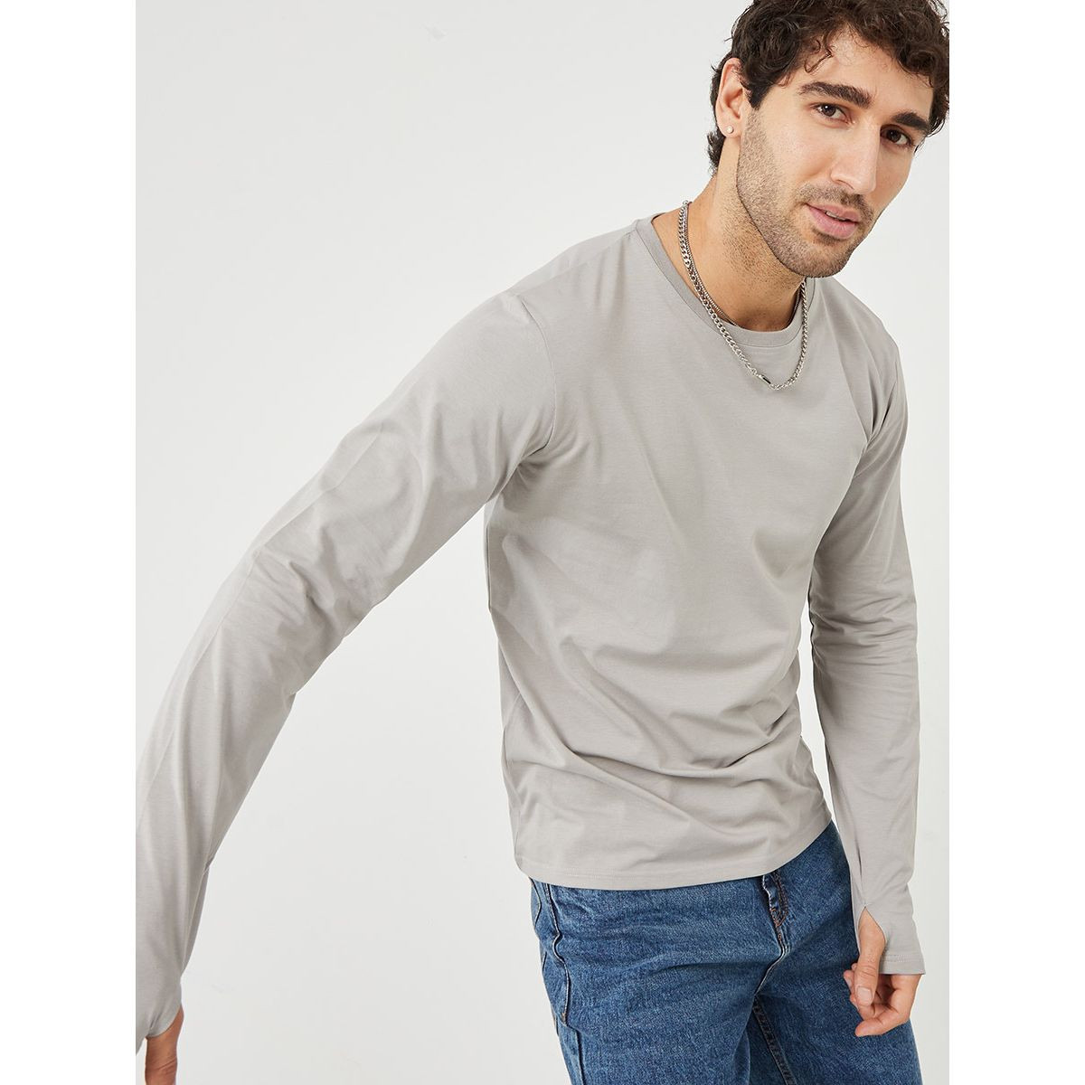 Styli Solid Crew Neck Oversized T-Shirt-men-clothing-tshirtsandpolos-tshirts-image-1