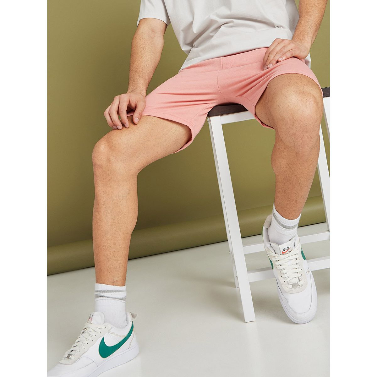 Styli Regular Fit Solid Knit Shorts-men-clothing-bottoms-shorts-image-1