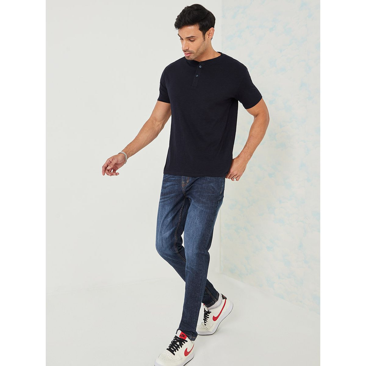 Styli Henley Neck Slub Fabric T-shirt-men-clothing-tshirtsandpolos-tshirts-image-2