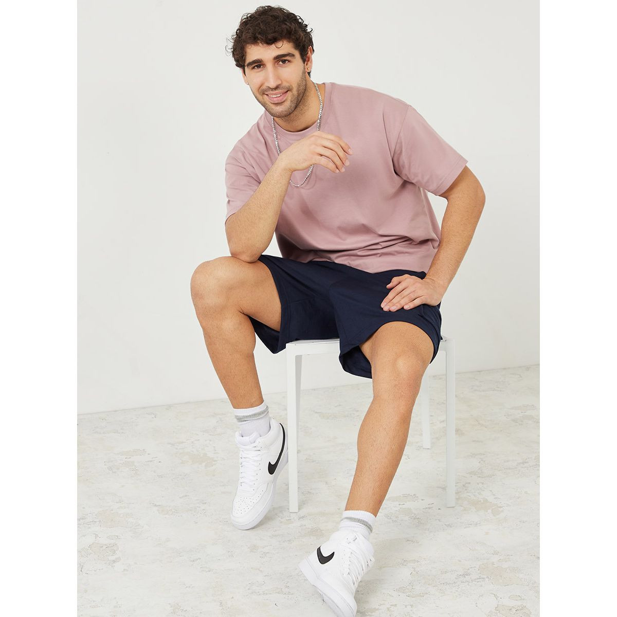 Styli Knit Cargo Shorts with Elastic Waistband-men-clothing-bottoms-shorts-image-2