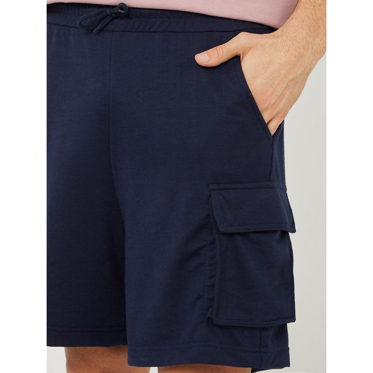 Styli Knit Cargo Shorts with Elastic Waistband-men-clothing-bottoms-shorts-image-4