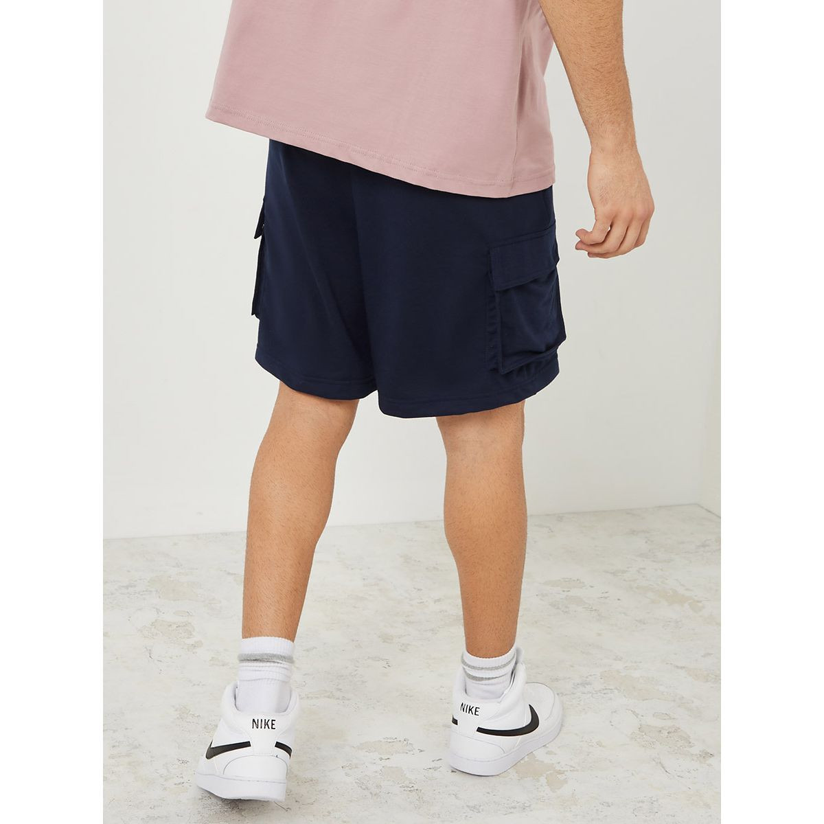 Styli Knit Cargo Shorts with Elastic Waistband-men-clothing-bottoms-shorts-image-5