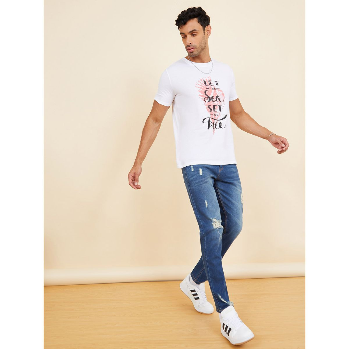 Styli Let The Sea Set You Free Graphic Print Regular Fit T-shirt-men-clothing-tshirtsandpolos-tshirts-image-2