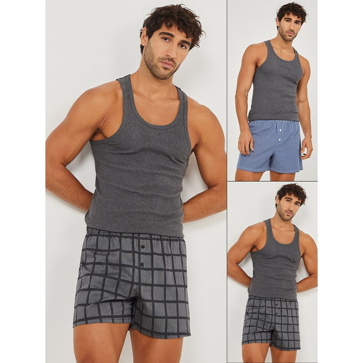 مجموعة من 2 بوكسر مطبع بمربعات من ستايلي-men-clothing-innerwear-underwear-image-1