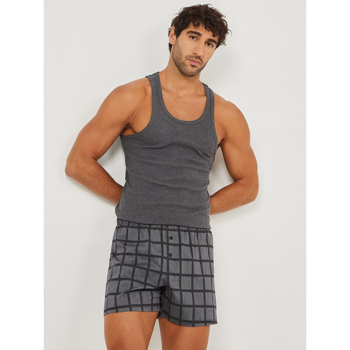 مجموعة من 2 بوكسر مطبع بمربعات من ستايلي-men-clothing-innerwear-underwear-image-2