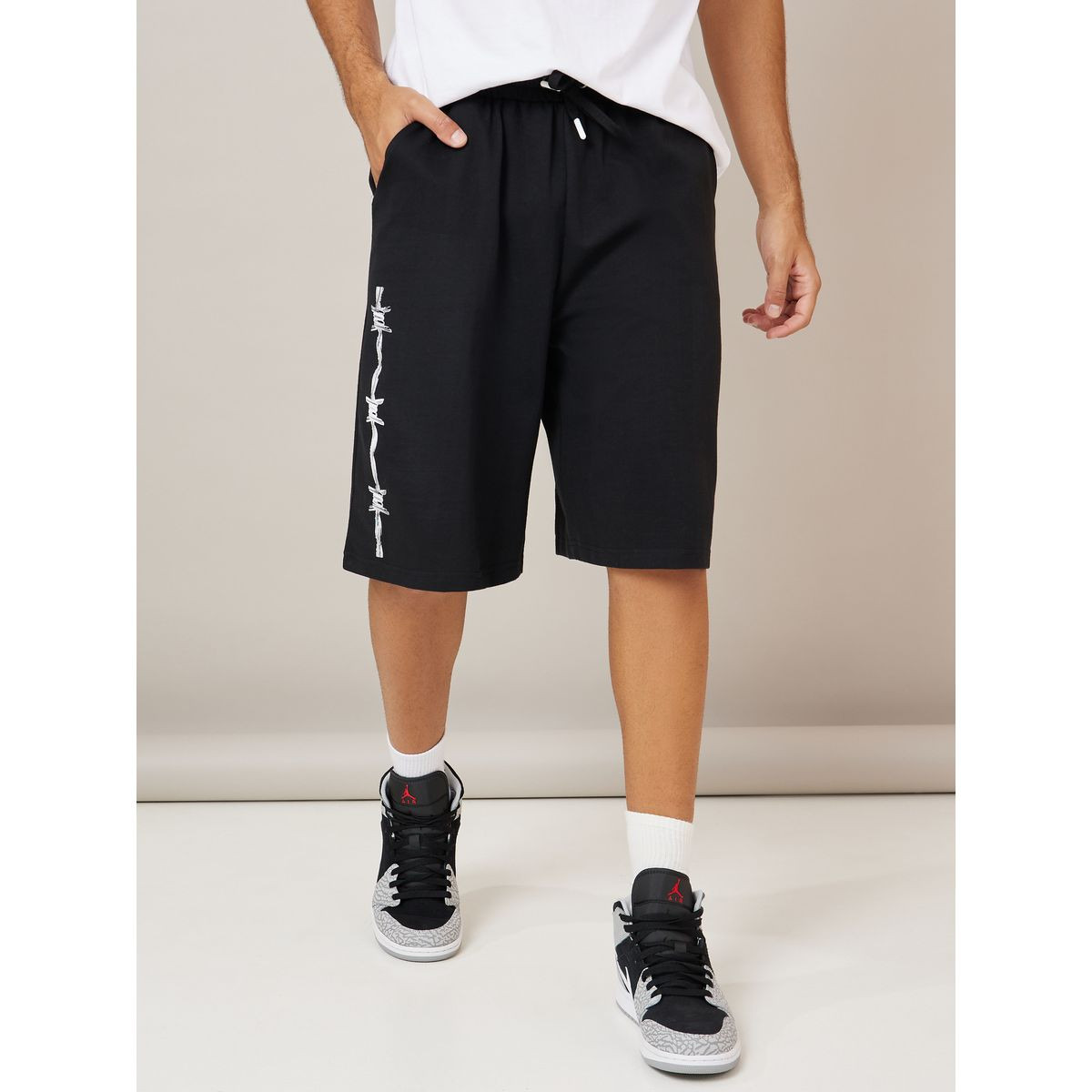 Styli Barbwire Graphic Detail Oversized Shorts-men-clothing-bottoms-shorts-image-1