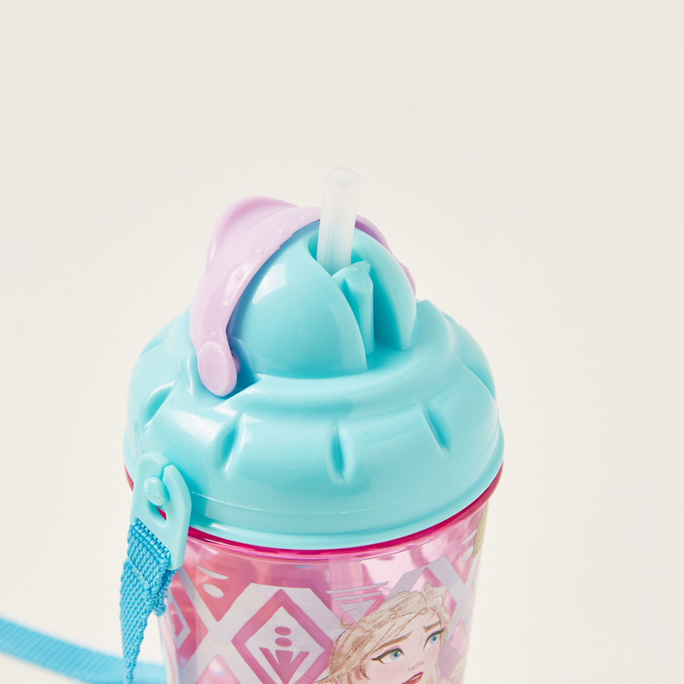Frozen II Printed Bottle with Cap and Strap - 440 ml