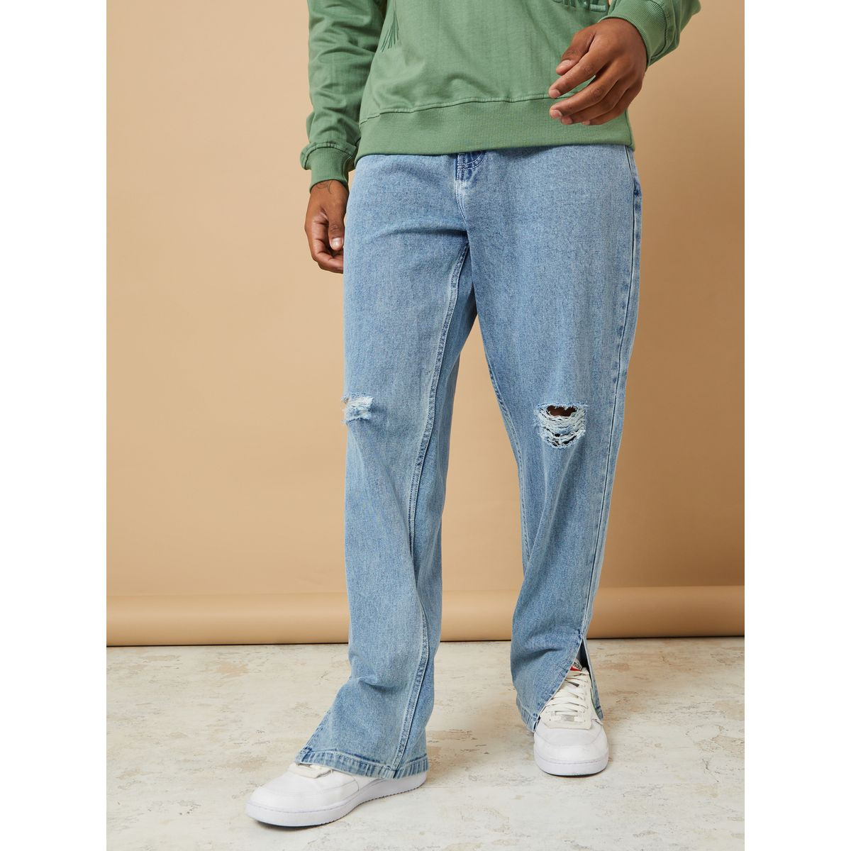 Styli Slit Hem Light Distress Regular Fit  Jeans-men-clothing-jeans-image-2