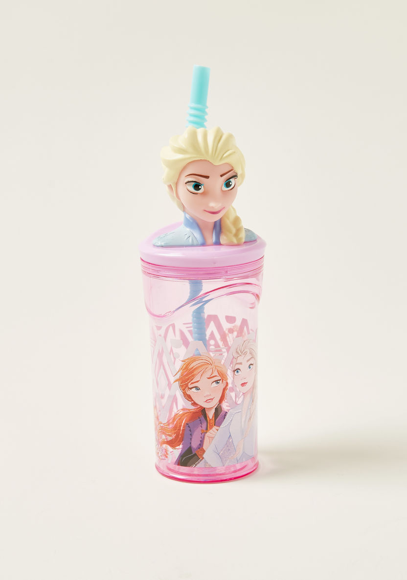 Disney 3D Elsa Figurine Tumbler with Straw - 360 ml-Mealtime Essentials-image-0