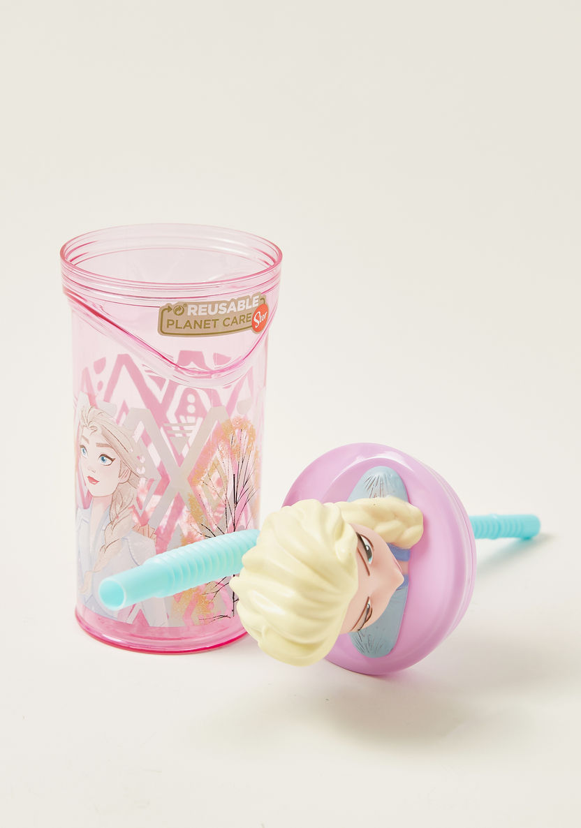 Disney 3D Elsa Figurine Tumbler with Straw - 360 ml-Mealtime Essentials-image-2
