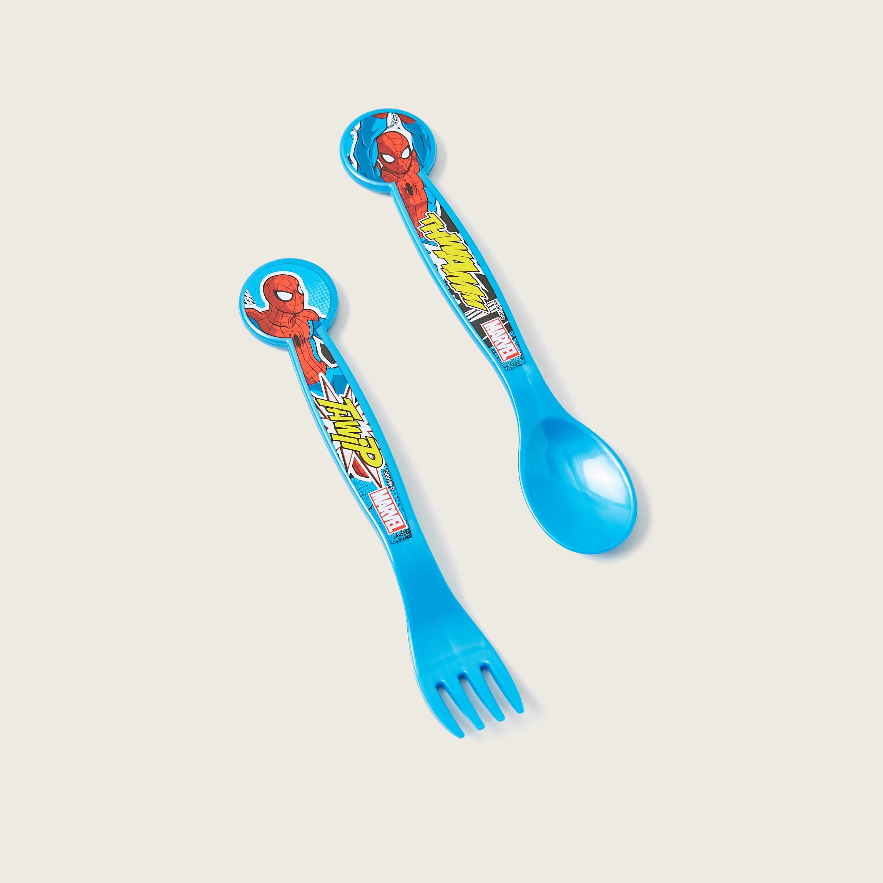Spider-Man Print Spoon and Fork Set-baby-feeding-mealtimeessentials-image-1