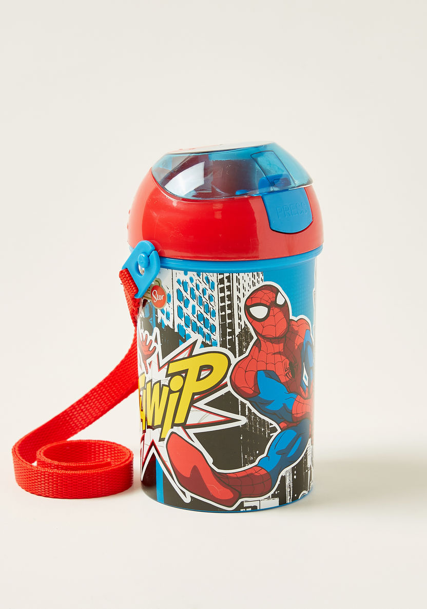 Spider-Man Print Bottle with Pop-Up Lid - 450 ml-Mealtime Essentials-image-0