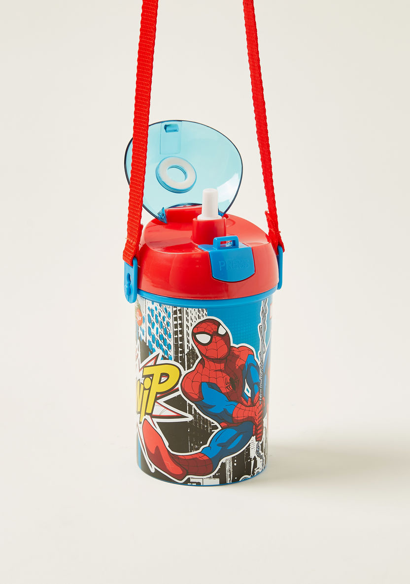 Spider-Man Print Bottle with Pop-Up Lid - 450 ml-Mealtime Essentials-image-1