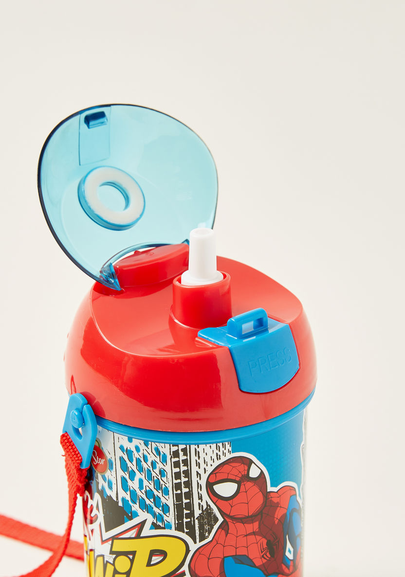 Spider-Man Print Bottle with Pop-Up Lid - 450 ml-Mealtime Essentials-image-2