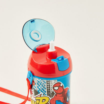Spider-Man Print Bottle with Pop-Up Lid - 450 ml