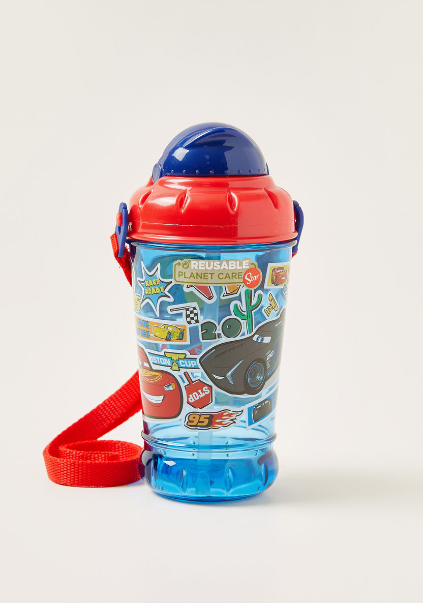 Cars Printed Bottle with Strap - 440 ml-Mealtime Essentials-image-0