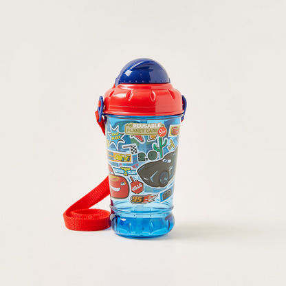 Cars Printed Bottle with Strap - 440 ml-Mealtime Essentials-image-0