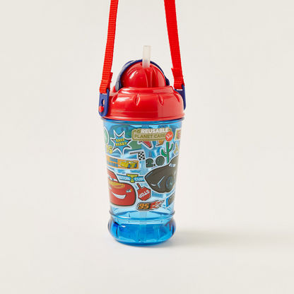 Cars Printed Bottle with Strap - 440 ml-Mealtime Essentials-image-1