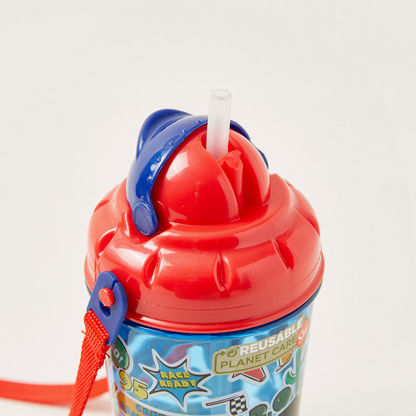 Cars Printed Bottle with Strap - 440 ml-Mealtime Essentials-image-2