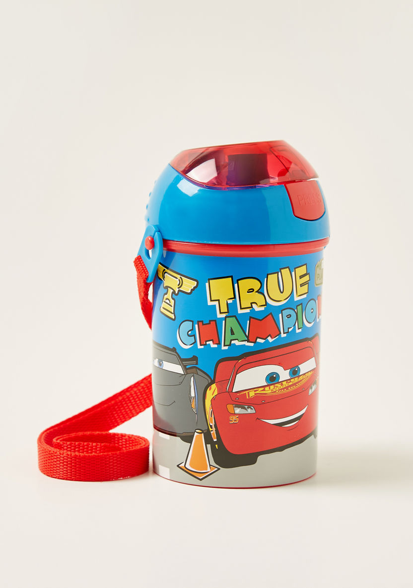 Cars Printed Bottle with Pop-Up Lid and Strap-Mealtime Essentials-image-0