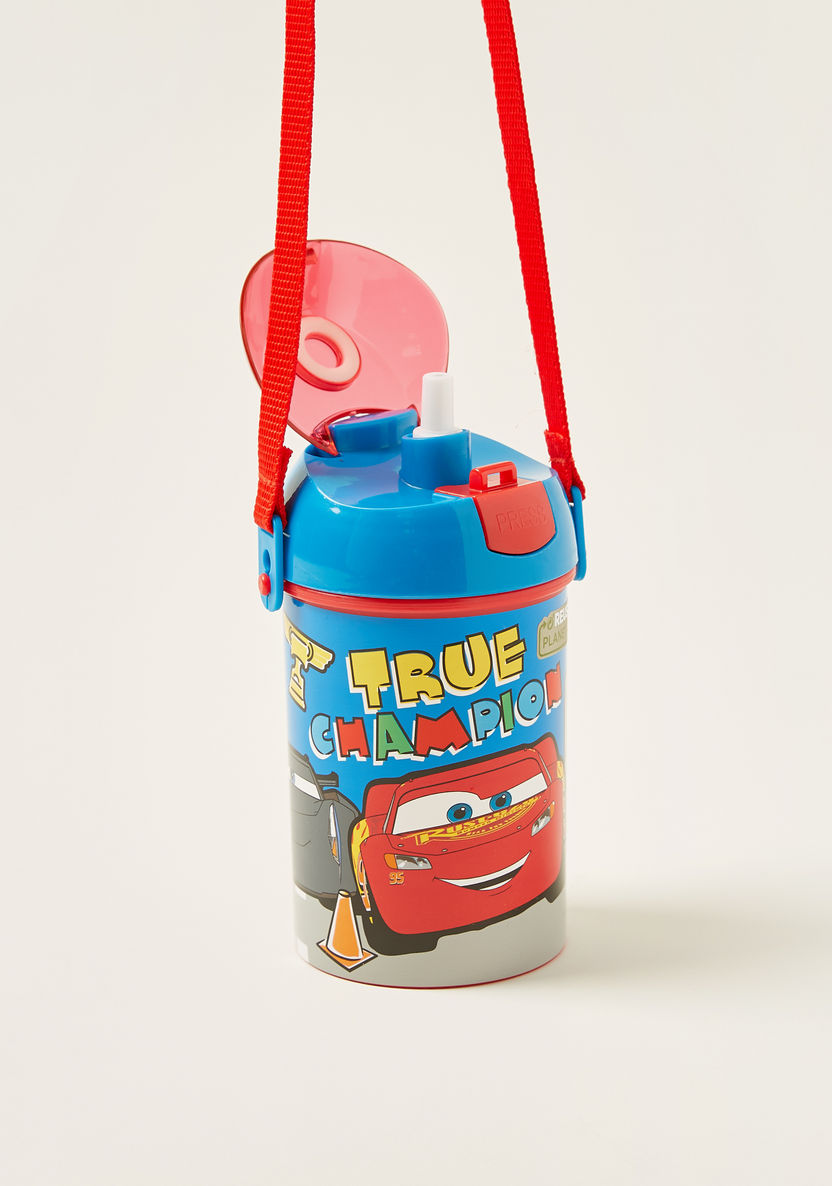 Cars Printed Bottle with Pop-Up Lid and Strap-Mealtime Essentials-image-1