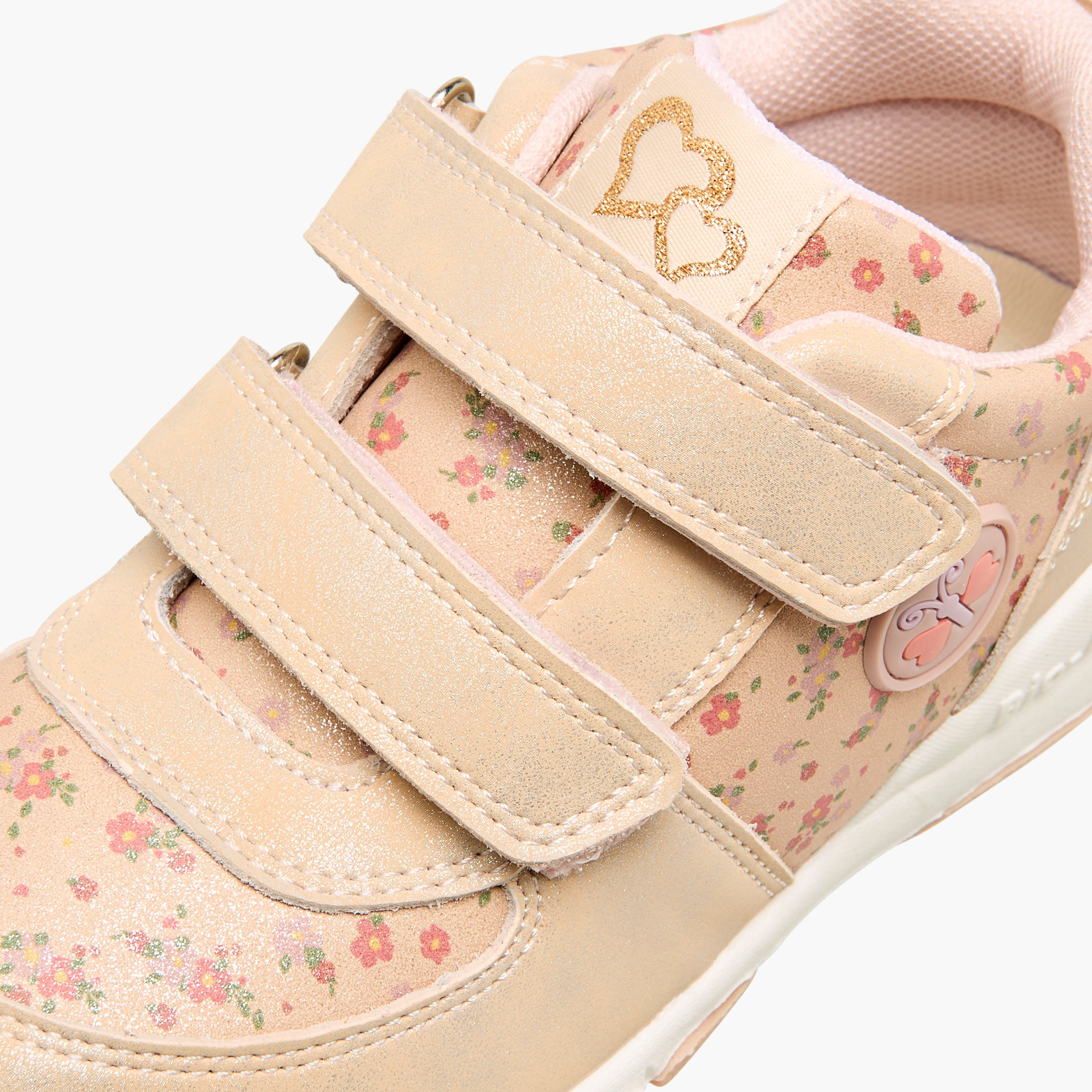 Juniors Butterfly Patch Floral Print Sneakers with Hook and Loop Closure-girls-shoes-sneakers-image-4