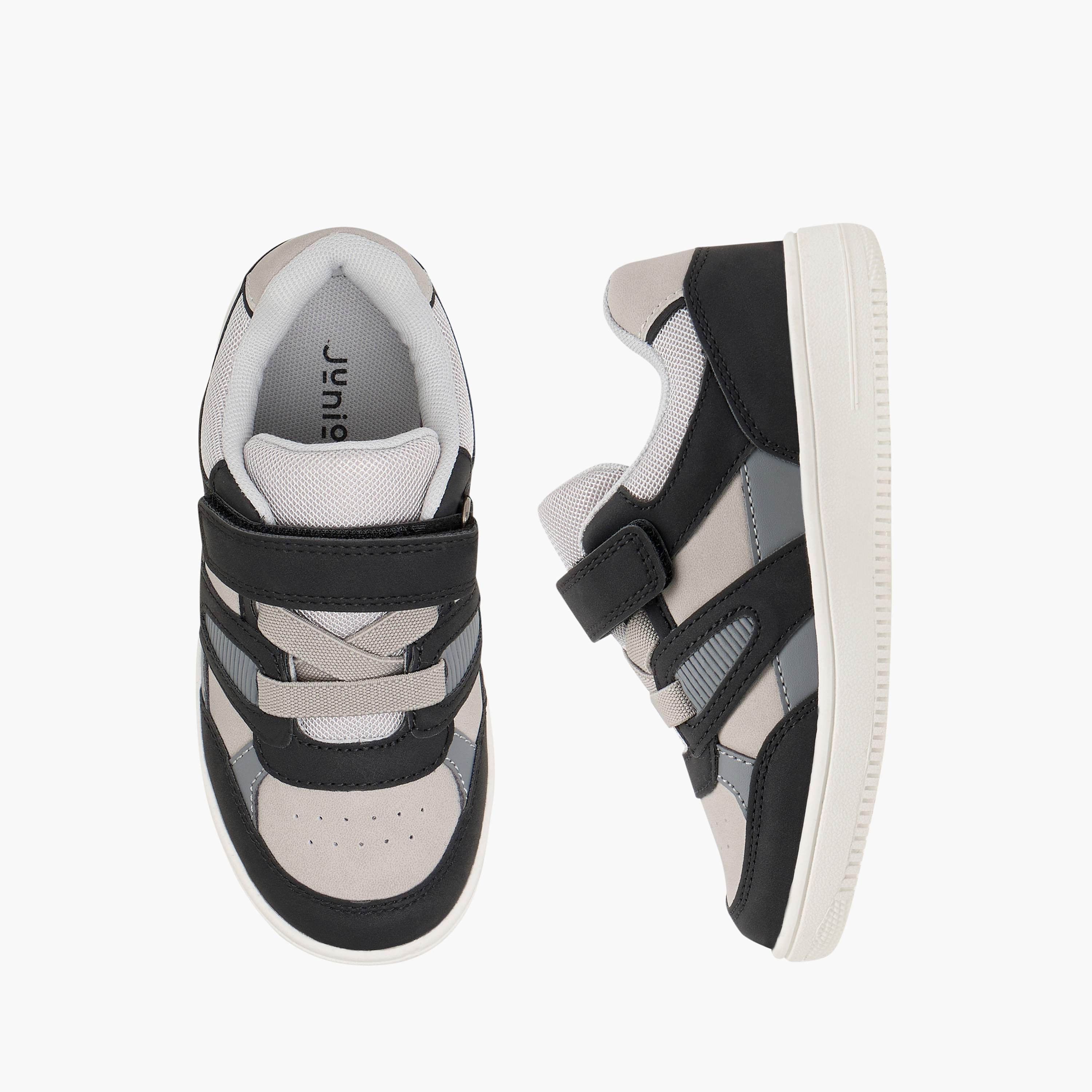 Juniors Panelled Sneakers with Hook and Loop Closure-boys-shoes-sneakers-image-1