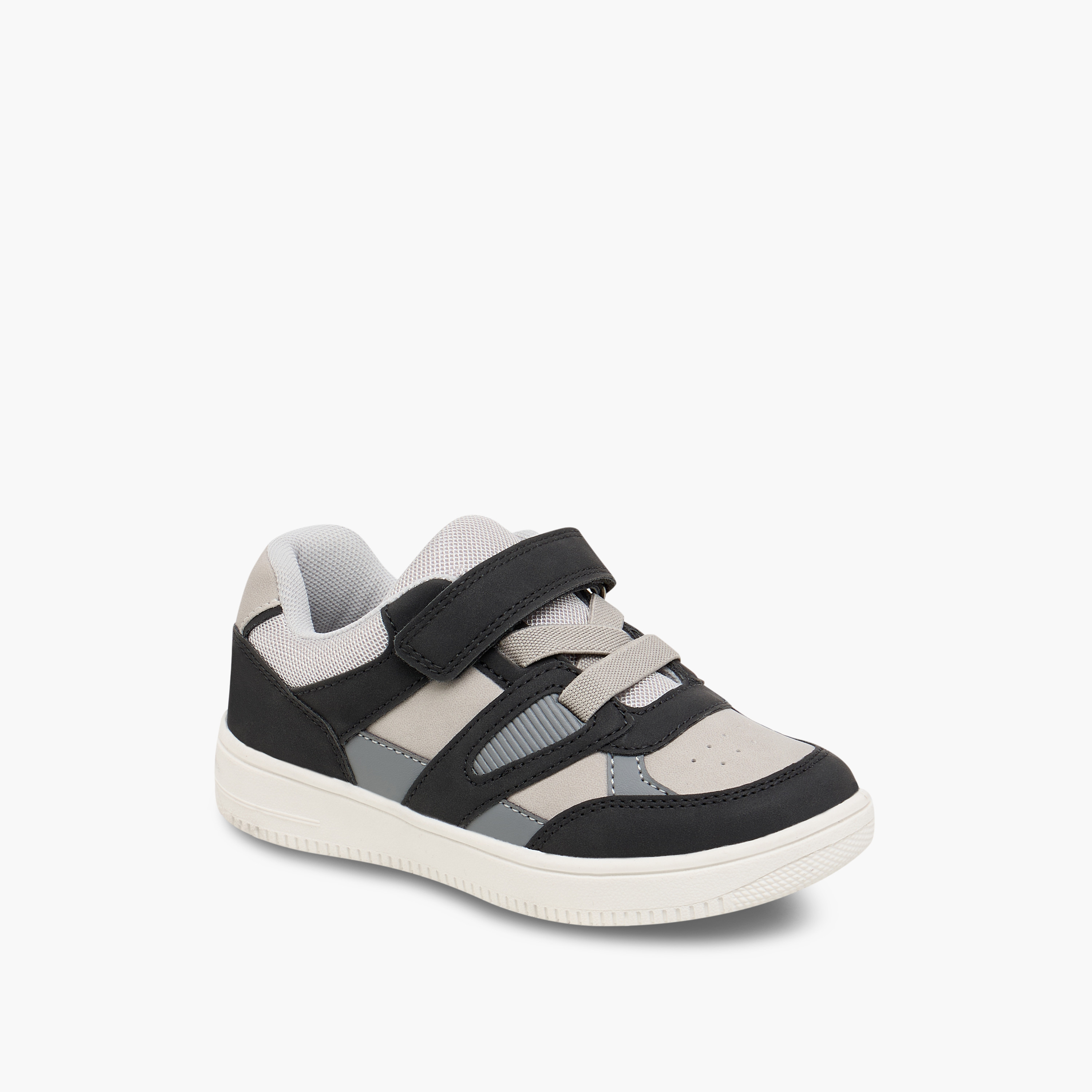 Juniors Panelled Sneakers with Hook and Loop Closure-boys-shoes-sneakers-image-2