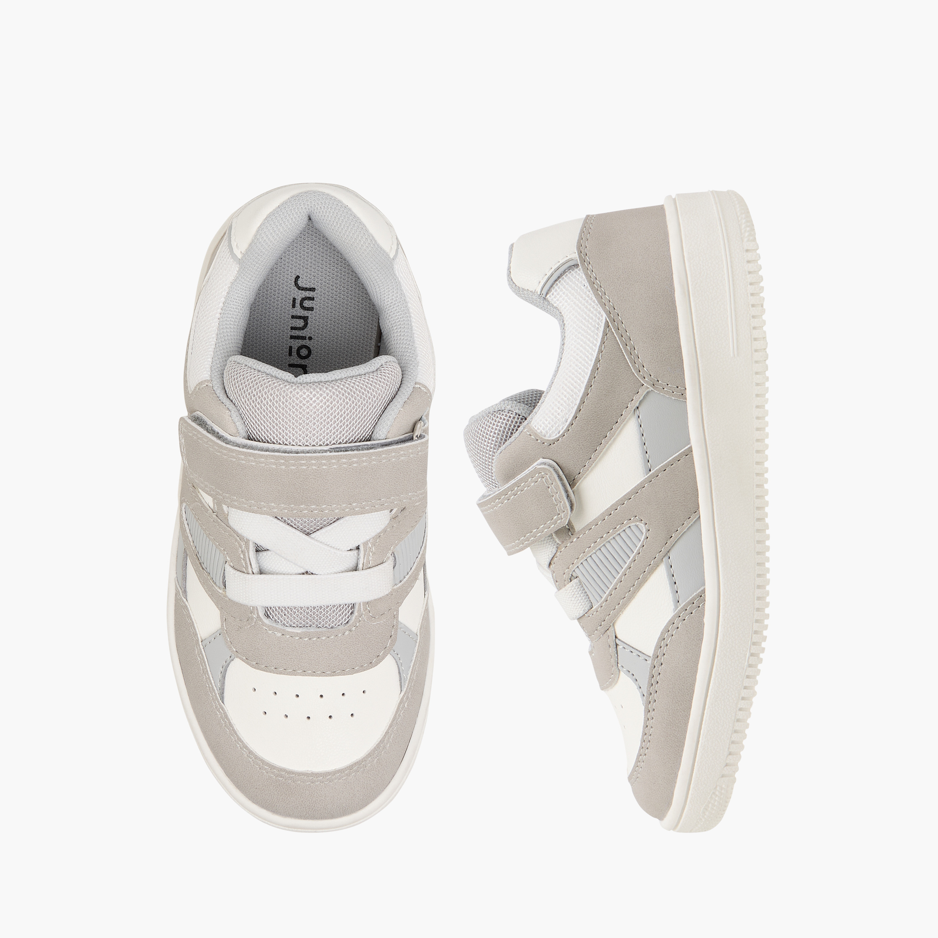 Juniors Panelled Sneakers with Hook and Loop Closure-boys-shoes-sneakers-image-1