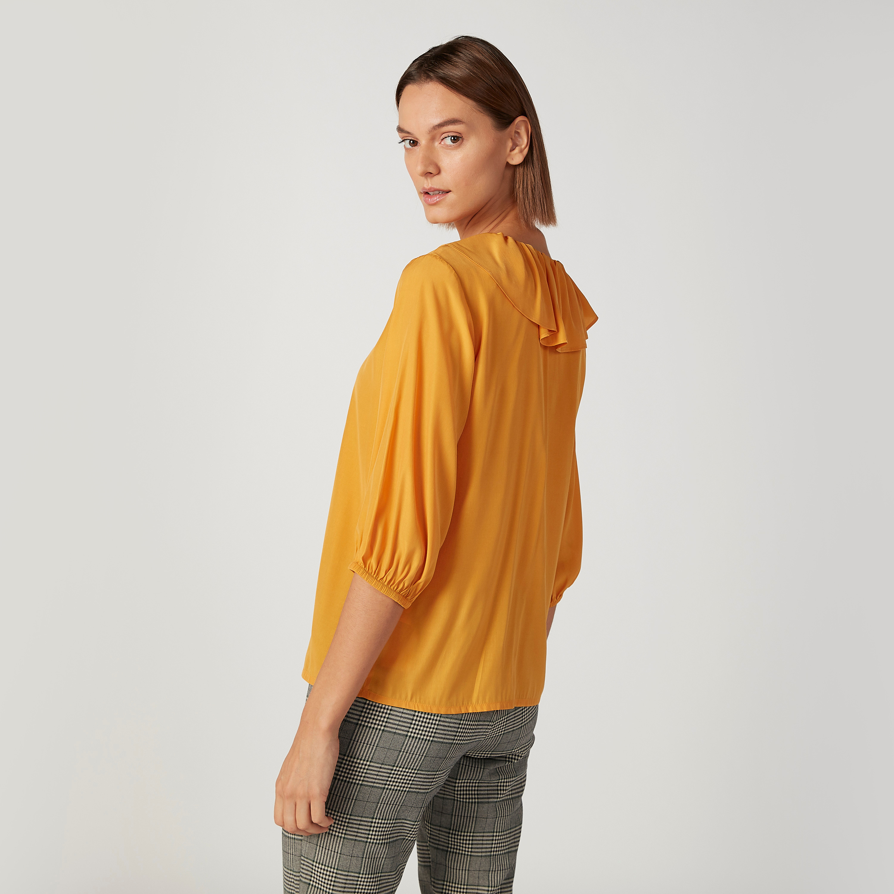 Bossini Plain Top with 3/4 Sleeves and Frill Detail-women-clothing-shirtsandblouses-blouses-image-4